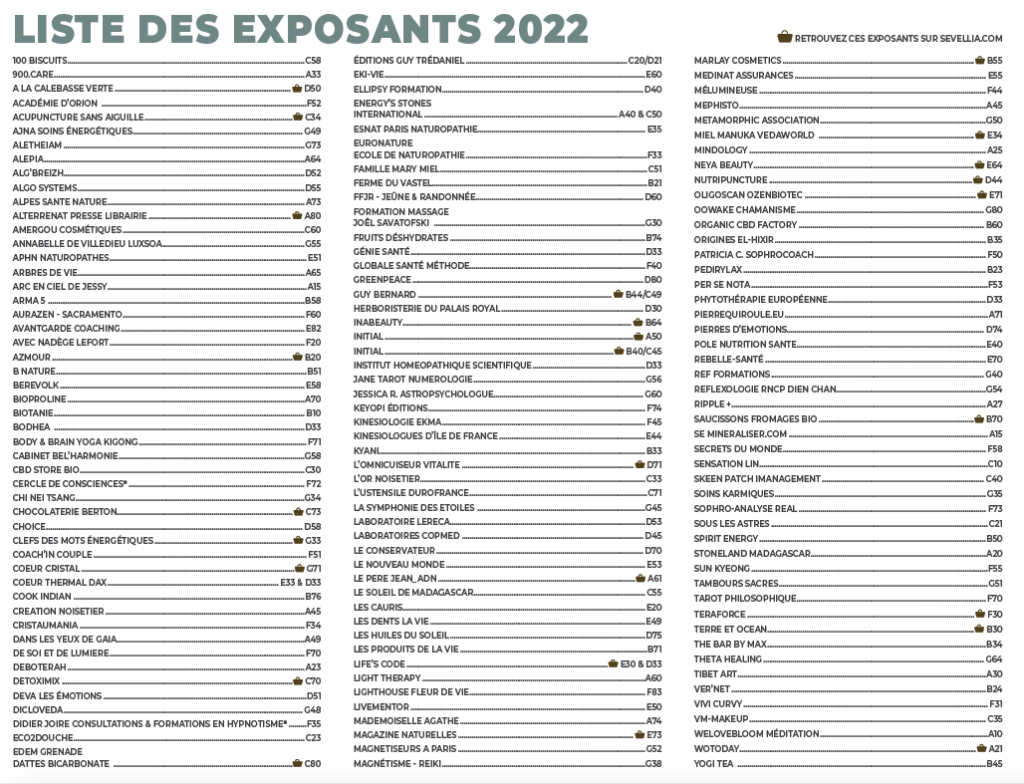liste exposants BEMD PAris 2022